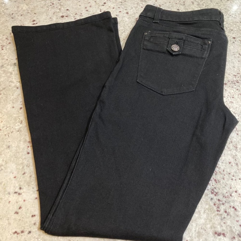White House Black Market Black Skinny Flare Jeans